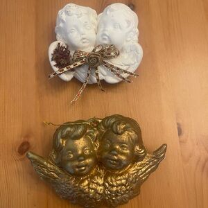 Vintage Gold and White Angel Ornaments